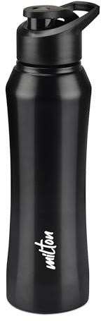 MILTON Comet 1000 Stainless Steel Water Bottle 1000 ml, Single Walled, ISI Certified I Leak Proof Lid, Rust Proof I For School, Office, Gym I Black