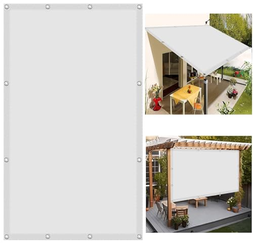 Sonnensegel Wasserdicht Rechteckig 6 x 10 m PES Polyester, Sonnenschutz 98% UV Schutz Sunprotect Professional Sonnensegel mit Spannseilen für Patio Garten Hinterhof, Weiß