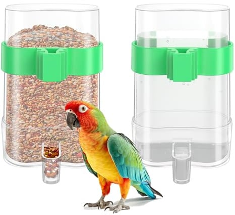 CLPOAWC Bird Water Dispenser, Bird Cage Feeder, Parakeet Cage Accessories, 2 Pcs Automatic Bird Water Feeder for Budgies Cockatiel Lovebird Canary Finch, clear