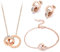 XIWCAFC SchmuckSet Silber Damen Doppelring Halskette Ohrringe Armband Schmuck sets Rosegold Zirkonia Kette Brautschmuck für Frau Freundin Mutter Tochter Geschenk (Roségold)