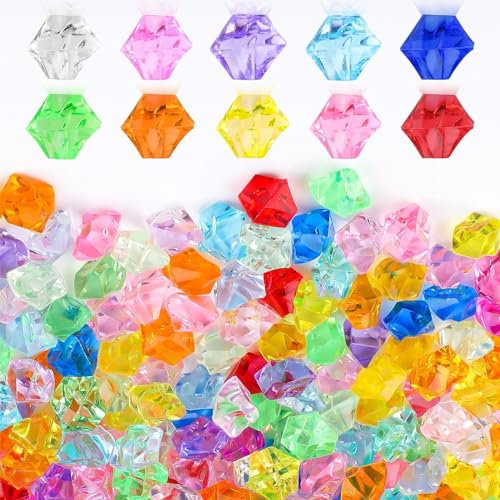 GIONAR 100 Stück Bunte Acryl Edelsteine, Deko Kristallsteine, Diamanten für Hochzeit, Geburtstag, Tischdeko, Vasenfüller und Piratenparty