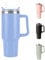 LKH Tumbler with Straw and Lid 40oz/1.1Litre Ergonomic Handle Thermal Travel Mug Stainless Steel Insulated Thermos Coffee Mug Keeps Drink Hot/Cold Leakproof Tumbler Bottle for Tea Coffee Drinks(Blue)