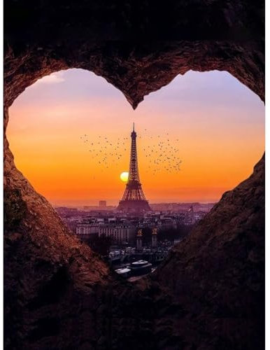 ZEELANNA Cœur Diamond Painting Kit Complet, Paysage Diamond Painting, Diamant Painting, Peinture Diamant, Broderie Diamant Adulte, Tableau Perle Diamant, Murale Décoration 30x40cm Coucher de Soleil