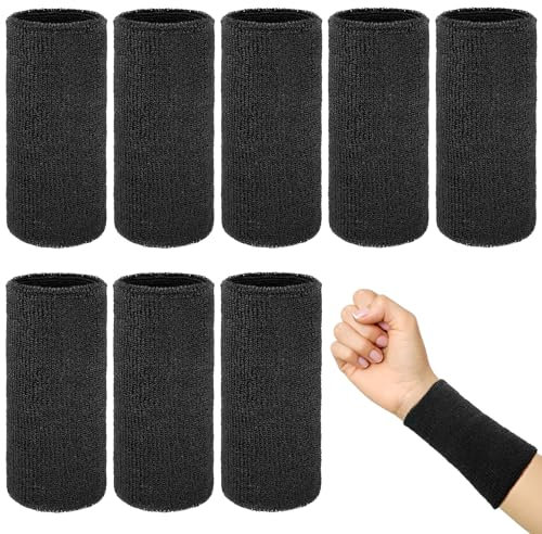 8 Schweißbänder, Schweißband Handgelenk Elastisch, Saugfähig Frottee Schweißbänder Set für Männer, Frauen & Kinder, Fitness-Schweißband für Tennis,Basketball,Fußball,Gym,Handgelenk Wärmer