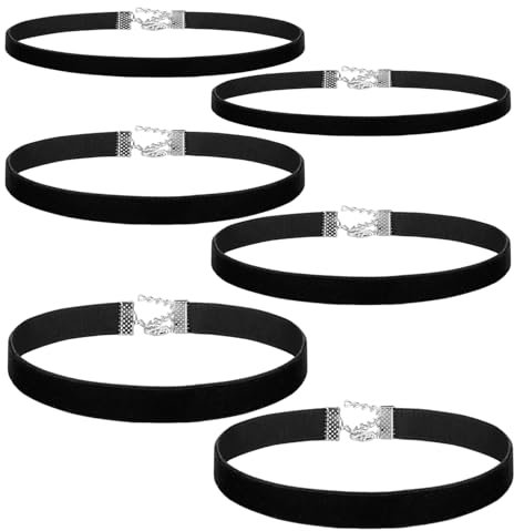 LSYYSL 6 Pieces of Black Necklaces, Gothic Necklaces, Simple Velvet Neck Straps, Adjustable Necklaces, Personalized Neck Rings