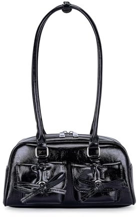Makukke Handtasche Damen klein, PU Leder Schultertasche Y2K Shoulder Bag mit Bogen Cute Ita Bag Japanische Ästhetische Tasche für Frauen Dating Party Einkaufe
