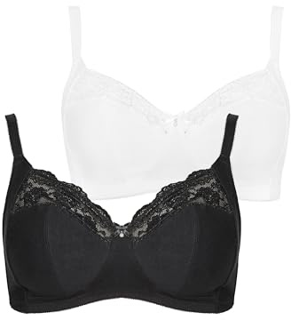 Yours - 2 Pack & White Non-Wired Soft Cup Bras - Women's - Plus Size Curve