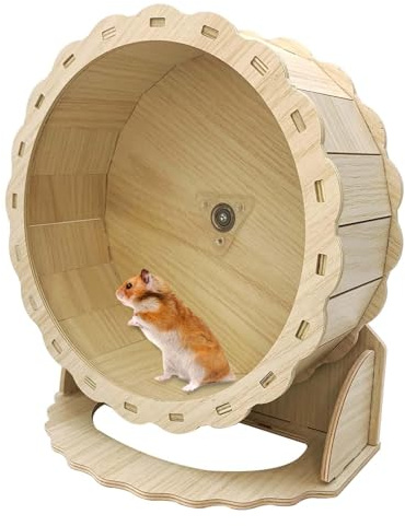 PINVNBY Holz Hamster Rad, Kleintiere Übung Rad, Silent Running Wheel für Gerbil, Mäuse, Meerschweinchen, Zwerg Hamster (8.26in)