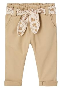 Vertbaudet Baby Paperbag-Hose mit Gürtel Cappuccino 92/98