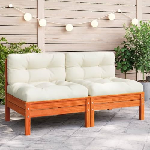 Myheimly Garten Sofa, Gartensofa,Gartencouch Modular,Sofa Couch Gartenmöbel Gartengarnitur, Garten-Sofa-Modul Braune Kiefer,Stuhl