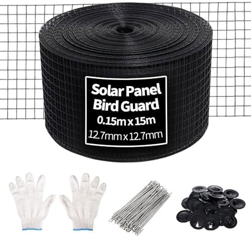 TUAKIMCE Solar Panel Bird Mesh Kit 6in x 50ft,Bird Deterrent PVC Wire, Bird Guard for Solar Panel Proofing to Prevent Pigeons Nesting Under Roof Solar Panels