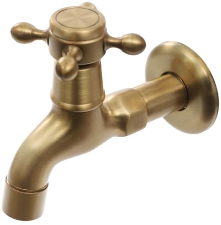 Wasserhahn 1/2 zoll, Messing Armaturen Wandmontage Antiker Wasserhahn für Garten Waschraum Toilette (Bronze)