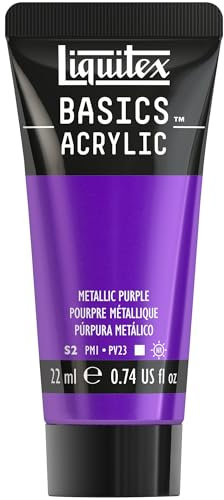 Liquitex 1058340 Basics Acrylfarbe 22ml - Metallic Lila – Künstler-Acrylfarbe, hochpigmentiert, lichtecht, mittlere Viskosität, seidenglänzend, deckend – Ideal für Leinwand, Holz & Papier