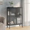 Fasba Sideboard, Kommode mit Einer einstellbaren Ablage, Highboard Wohnzimmerschrank mit Glastür, Schrank Anrichte Beistellschrank, Schwarz Glas Stahl