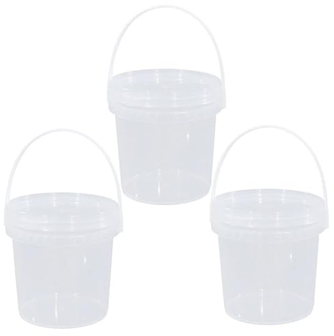 3 Pack 2L Paint Bucket with Lid and Handle Clear Thickened PP Gallon Containers for Paint, Water, DIY Crafts, Garage Storage and Household Organisation