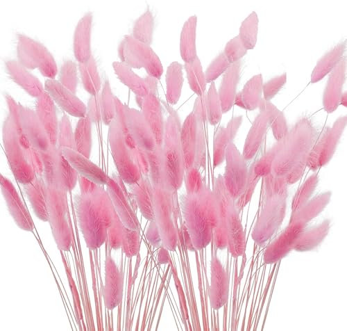 Lot de 120 petites fleurs séchées - 40 cm - Herbe de la pampa rose séchée - Pour arrangements floraux, mariage, maison, fête