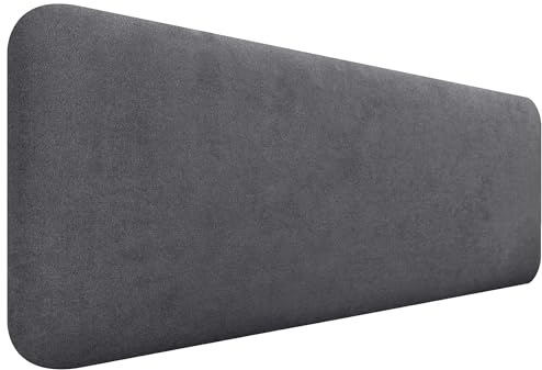 DHOME Gepolstertes Glattes Abgerundetes Kopfteil aus Aqualine-Stoff für Wand Akustik-Kopfteile Schalldämmend Kopfende Bett Schlafzimmer (Aschgrau, 140cm)
