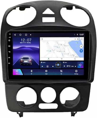 Estéreo de 9 Pulgadas con Doble DIN y CarPlay para Volkswagen Beetle (2000-2012), Pantalla táctil, Bluetooth, AHD, cámara de reversa, navegación GPS y Controles en el Volante.