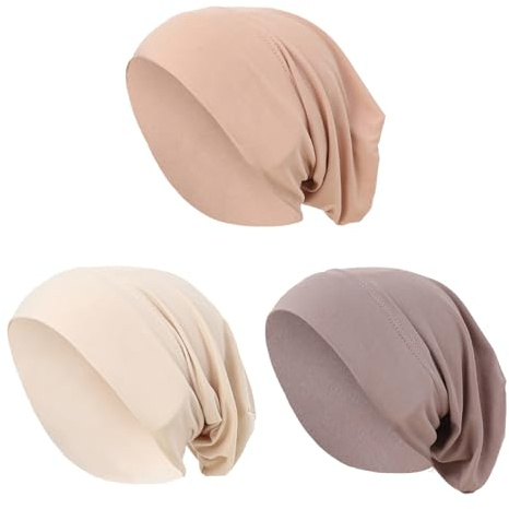 IPENNY 3 Stück Frauen Hijab Unterkopftuch Muslim Kopftuch Damen Hijab Undercap Elastische Atmungsaktive Kopftücher Haube Beanie Bandana Schlafmütze Turban Islamische Kopfbedeckung