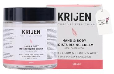 Crema per il corpo, 200 ml, con vitamina E, olio di cocco e burro di karitè, idratazione intensa e rigenerazione, cura alle erbe al 100% (giglio bianco e erba di San Giovanni)
