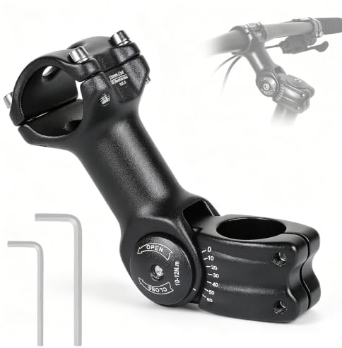 SWAWIS Fahrrad Vorbau Verstellbar 31,8mm Lenkererhöhung Fahrrad 110mm | Lenkervorbau Verstellbar ± 60°Einstellbar, Fahrrad Lenker Aluminium für BMX, MTB, Fahrrad, Rennrad