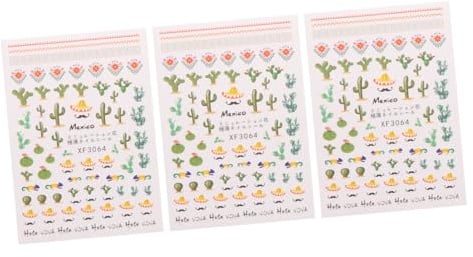 ibasenice Adesivi per Unghie Cactus 3 Pezzi in Plastica per Manicure Creativa e Decorazioni Unghie Perfette per Feste di Compleanno o Halloween