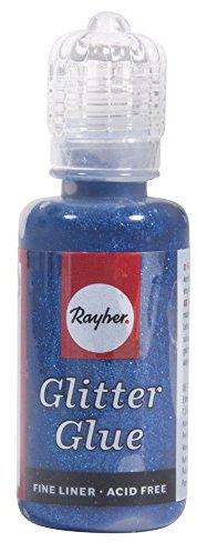 Rayher 33840383 Glitter Glue Métallique, Bouteille DE 20 ML, Bleu Saphir