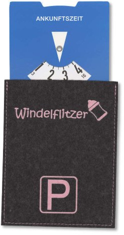 Parkscheibe mit Filzhülle Rosa Windelflitzer