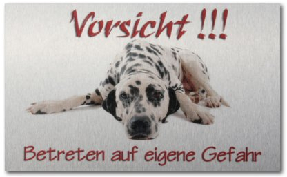 Warnschild Dalmatiner aus gebürstetem Aluminium (Verbund)