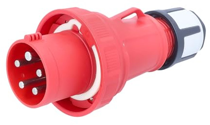 as - Schwabe CEE Stecker 400V/63A/5-polig - Starkstrom Stecker mit Schraubanschlüssen - Stromstecker Schlagfest - Zugentlastung - Spritzwassergeschützt IP44 - Made in Germany - Rot, 61423