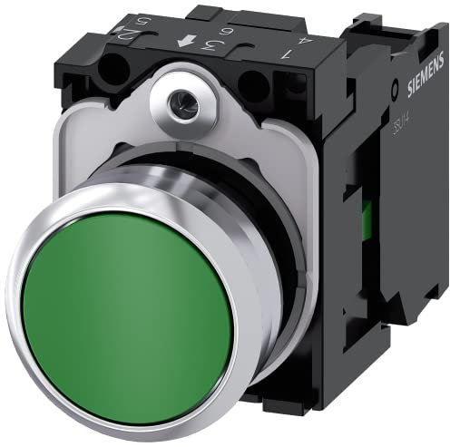 Siemens 3SU11500AB401BA0 3SU1150-0AB40-1BA0 Drucktaster Frontring Metall, Hochglanz, Betätiger flach Grün 1 St.