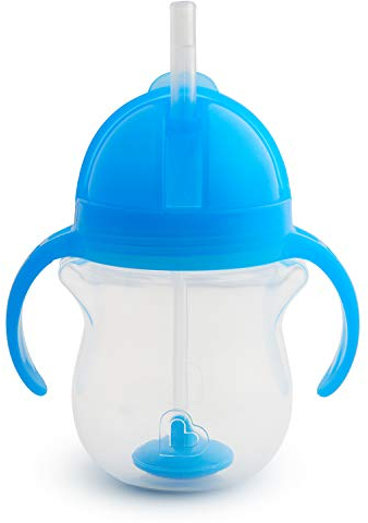 Munchkin Click Lock Tip and Sip Straw Cup | Baby Toddler Sippy Cups with Weighted Straw | BPA Free | Leakproof Cup | Dishwasher Safe | Baby Bottles -7oz/207 ml | Blue