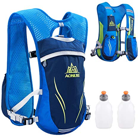 TRIWONDER Ultraleicht Trinkrucksack, 5.5L Laufrucksack, Trailrunning Rucksack, Hydration Pack im Freien, Rucksack Outdoor für Laufen, Marathon, Radfahren (Blau - mit 2 Wasserflaschen)