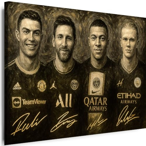 Julia-Art Leinwandbilder - Besten Fußballspieler Sport Bild 1 teilig - 40 mal 30 cm Leinwand auf Rahmen - sofort aufhängbar Wandbild XXL - Kunstdrucke QN26-1