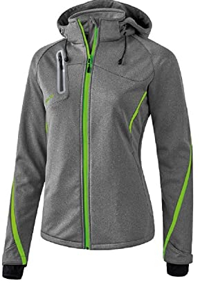 Erima Damen Softshelljacke Function, Grau Melange/Green Gecko, 38 EU