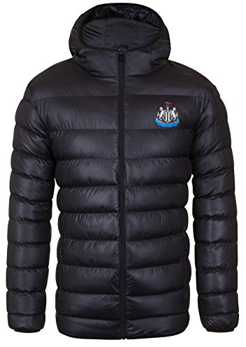 Newcastle United Mens Quilted Jacket Hooded Coat Adults Official Football