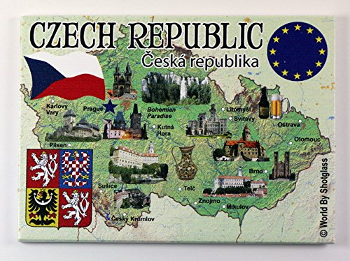 World by Shotglass Tschechische Republik EU Serie Souvenir Kühlschrank Magnet 6,3 x 8,9 cm