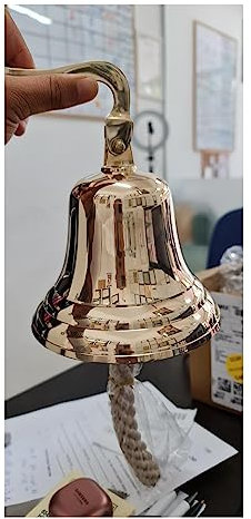 10,2 cm lange Glocke aus massivem Messing, hochwertige Schiffsglocke zur Wandmontage, perfekt für Abendessen, drinnen, draußen, Schule, Bar, Empfang, letzte Bestellung und Kirche The Metal Magician