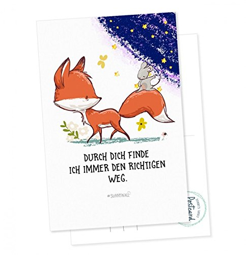 Postkarte Fuchs und Maus - Durch Dich finde ich immer den richtigen Weg