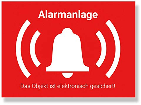 Alarmanlage Aufkleber Alarmgesichert Sticker Innen Außen UV-Schutz, Warnaufkleber Alarm Aussenklebend, Hinweis Alarmanlage, 10 Stück