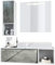 Vladon Badmöbel Komplettset La Costa, Made in Germany, Korpus in Weiß matt/Fronten in Beton Dunkel Optik, mit Aufsatzwaschbecken und LED Spiegel