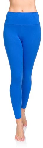 SOFTSAIL Leggings 95% Cotton Womens Leggings High Waist Leggings Full Length Ladies High Waisted Leggings Tummy Control Lady Legging Stretchy Pants Free Time Relax Walking Royal Blue, 14