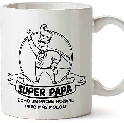 MUGFFINS Taza Papá (Super papá, como un papá normal) - Regalos Originales y Divertidos para el Día del Padre