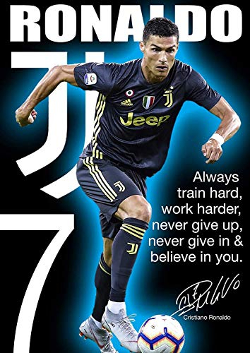 Poster, Motiv: Ronaldo Juventus – Poster/Wandkunst/Fußball-Poster, Druckgröße 30 x 46 cm, mattes Papier, dekorativer Druck