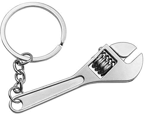 IKAAR Schlüsselanhänger aus Edelstahl Mini Schraubenschlüssel Form Schlüsselanhänger für Männer Frauen Geschenk Silber