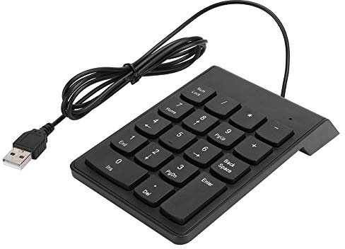 Hopcd USB Numeric Keypad, 18 Key Wired USB Mini Financial Number Pad for Laptop/Desktop/PC/Computer, Digital Mini USB Number Keyboard(Black)