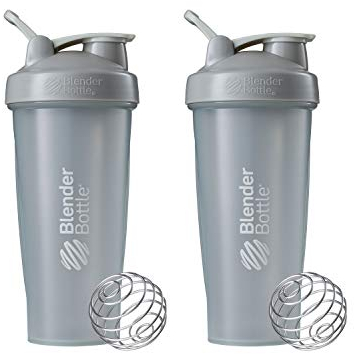 BlenderBottle Klassische Shaker-Flasche, perfekt für Protein-Shakes und Vor-Workout, 800 ml (2 Stück), Kieselgrau