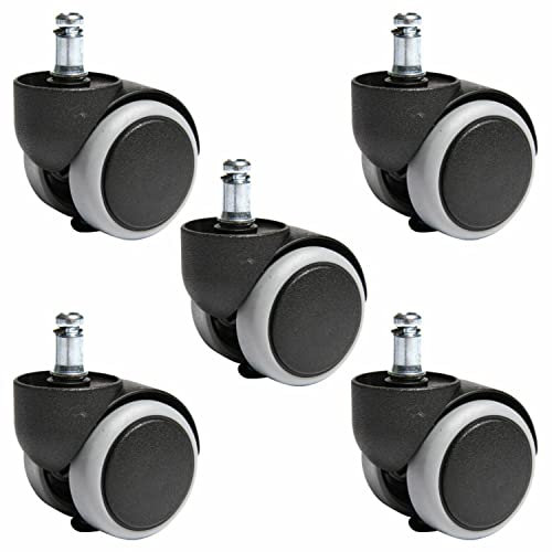 Best For Home - Set di 5 rotelle per pavimenti duri universali di ricambio per sedie e pavimenti duri