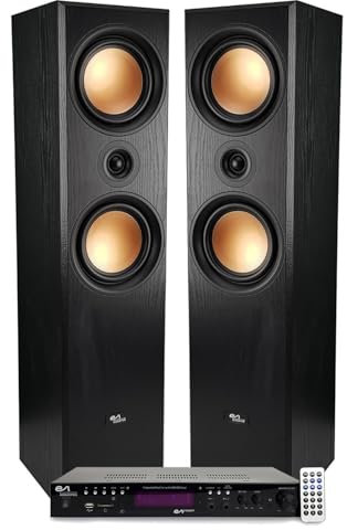 gef-roy Pack HiFi - Evidence Acoustics EA-800-PG - 1000W PMPO - Colonnes HiFi 3 Voies Finition cuivre, Amplificateur USB SD Radio FM