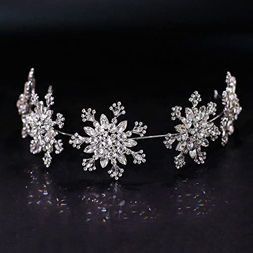 KALUO Temperament Modeschmuck Kristall Krone Diadem Stirnband Hochzeit Haarschmuck Schneeflocke Haarband Strass Haarschmuck